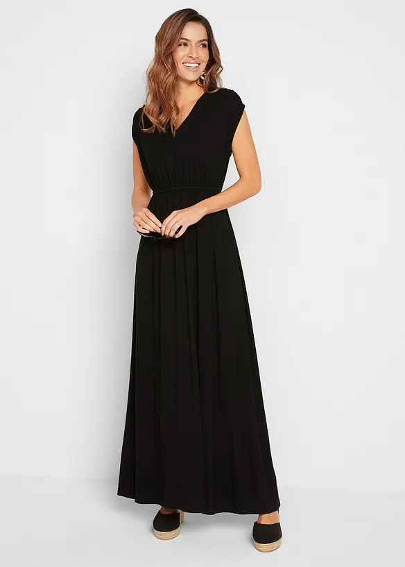 Jersey-Maxikleid aus Viskose-Mix in schwarz von vorne (Totalaufnahme) - bonprix Jersey-Maxikleid aus Viskose-Mix in schwarz von vorne (Totalaufnahme) - bonprix