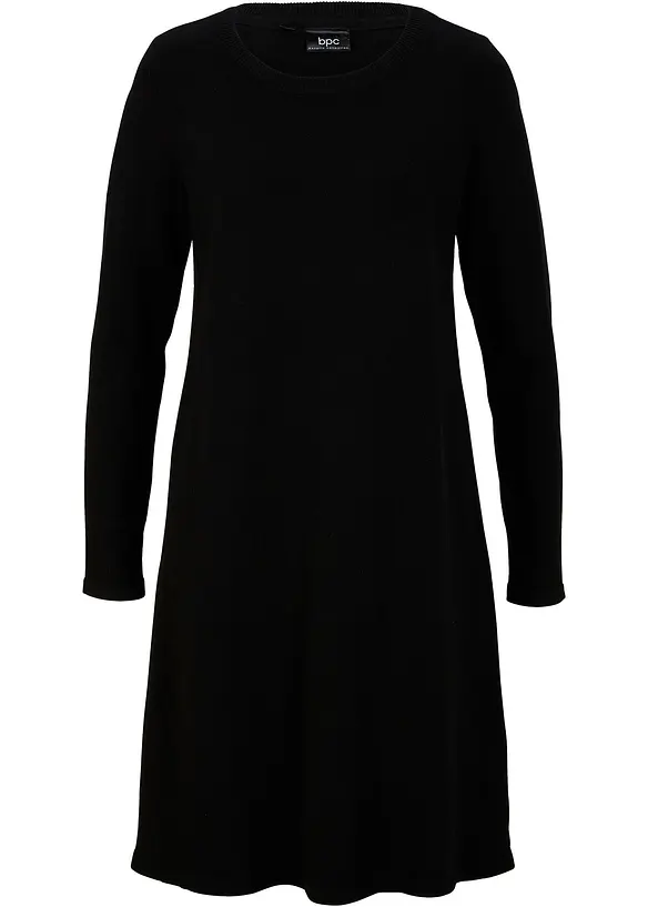 Strickkleid mit recycelter Baumwolle in schwarz von vorne - bonprix Strickkleid mit recycelter Baumwolle in schwarz von vorne - bonprix