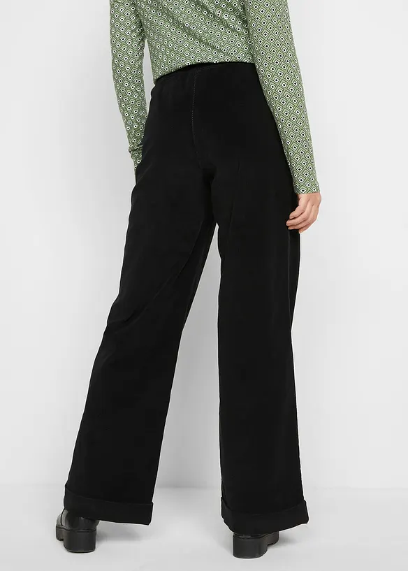 High-Waist-Cordhose aus Baumwoll-Mix in schwarz von hinten - bonprix High-Waist-Cordhose aus Baumwoll-Mix in schwarz von hinten - bonprix