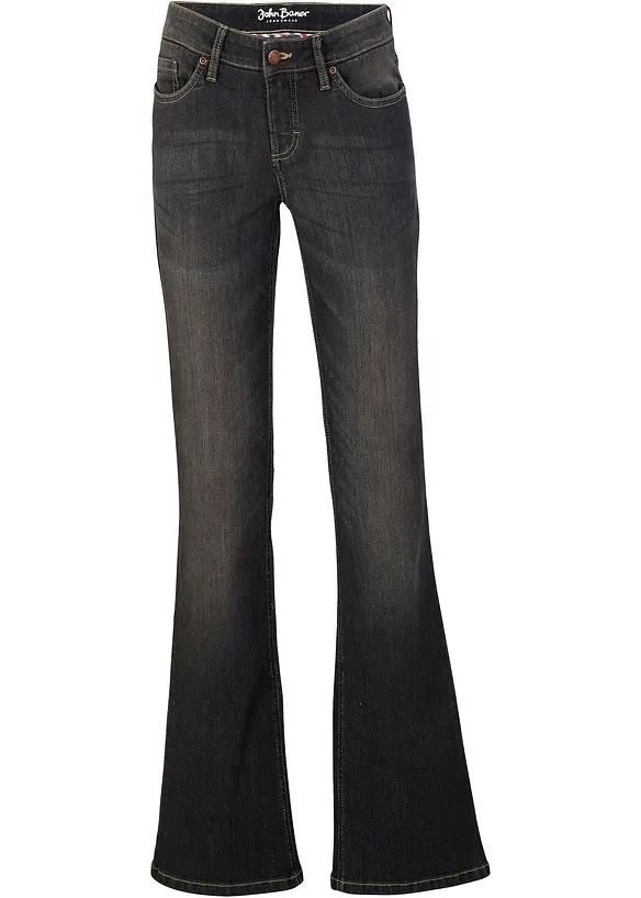 Komfort-Stretch-Jeans Bootcut in schwarz von vorne - bonprix