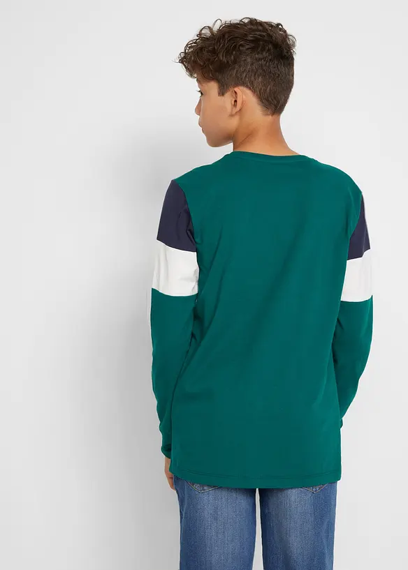 Langarmshirt aus reiner Bio-Baumwolle (2er Pack) in grün von hinten (im Anschnitt) - bonprix