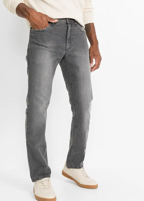 Regular-Fit-Jeans mit Komfortschnitt, Straight in grau von vorne - bonprix