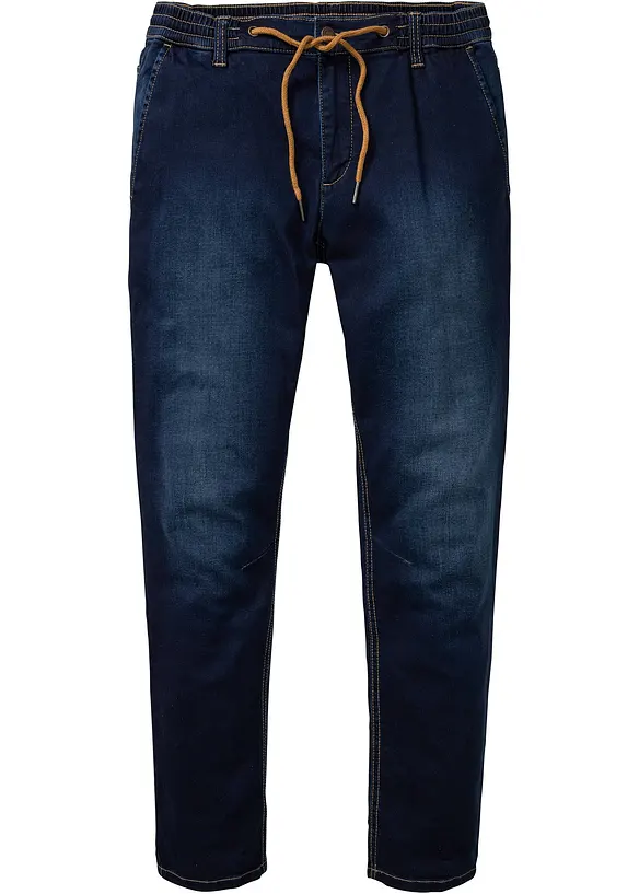 Regular-Fit Jeans-Jogger mit Dehnbund, Tapered in blau von vorne - bonprix