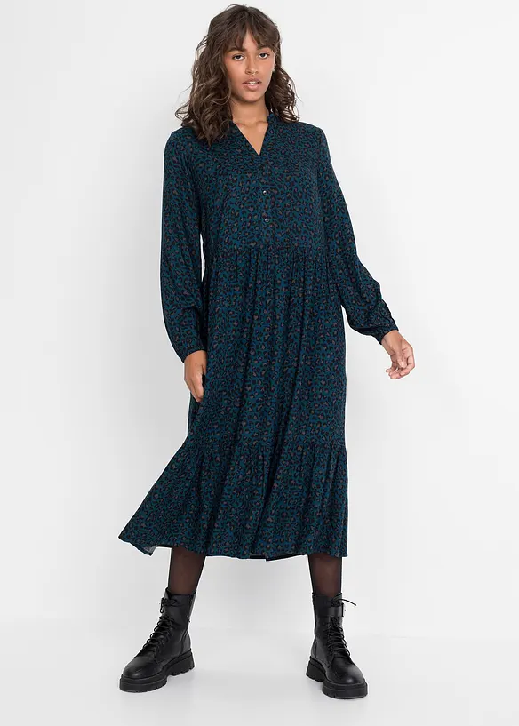 Midikleid aus Viskose in petrol von vorne (Totalaufnahme) - bonprix Midikleid aus Viskose in petrol von vorne (Totalaufnahme) - bonprix