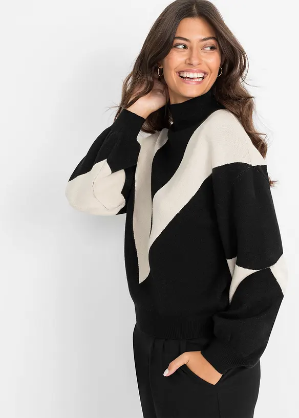 Oversize-Pullover in schwarz von vorne (im Anschnitt) - bonprix Oversize-Pullover in schwarz von vorne (im Anschnitt) - bonprix