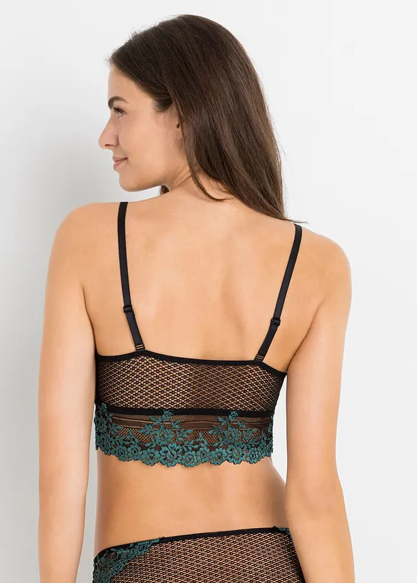Bustier aus zweifarbiger Spitze in petrol von hinten (im Anschnitt) - bonprix