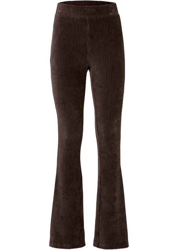 Ausgestellte Leggings in Cordoptik in braun von vorne - bonprix