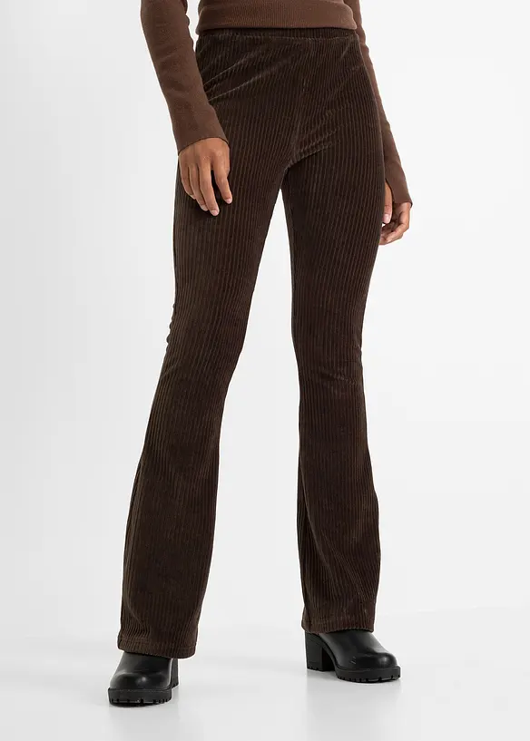 Ausgestellte Leggings in Cordoptik in braun von vorne - bonprix