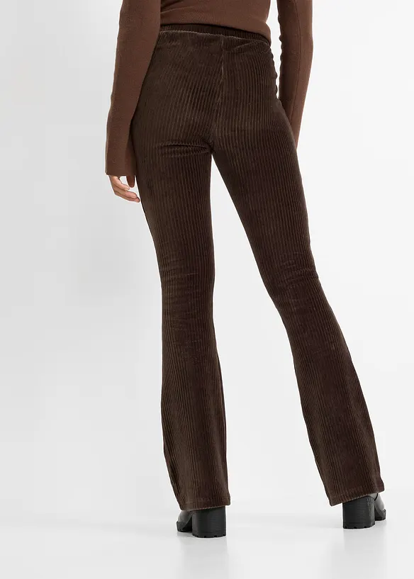 Ausgestellte Leggings in Cordoptik in braun von hinten - bonprix