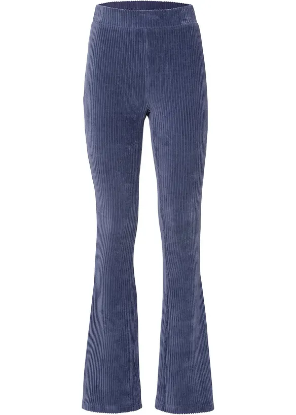 Ausgestellte Leggings in Cordoptik in blau von vorne - bonprix