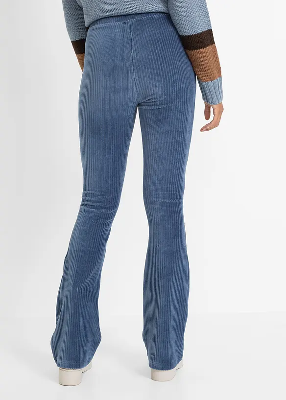 Ausgestellte Leggings in Cordoptik in blau von hinten - bonprix