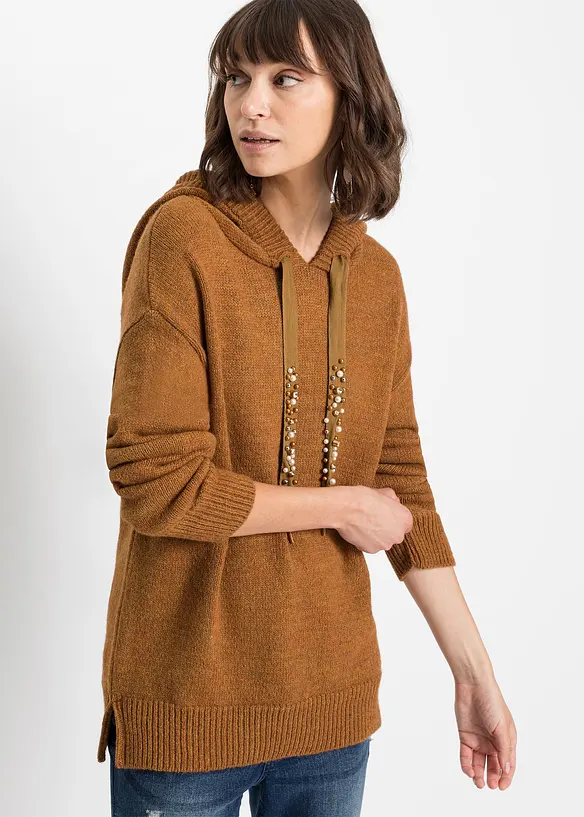 Oversize-Pullover in braun von vorne (im Anschnitt) - bonprix