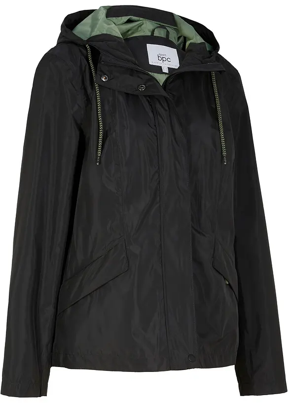 wasserdichte, ultraleichte Funktionsjacke in schwarz von vorne - bonprix