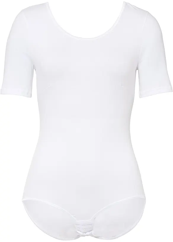 Halbarm-Body mit Baumwolle in weiß von vorne - bonprix