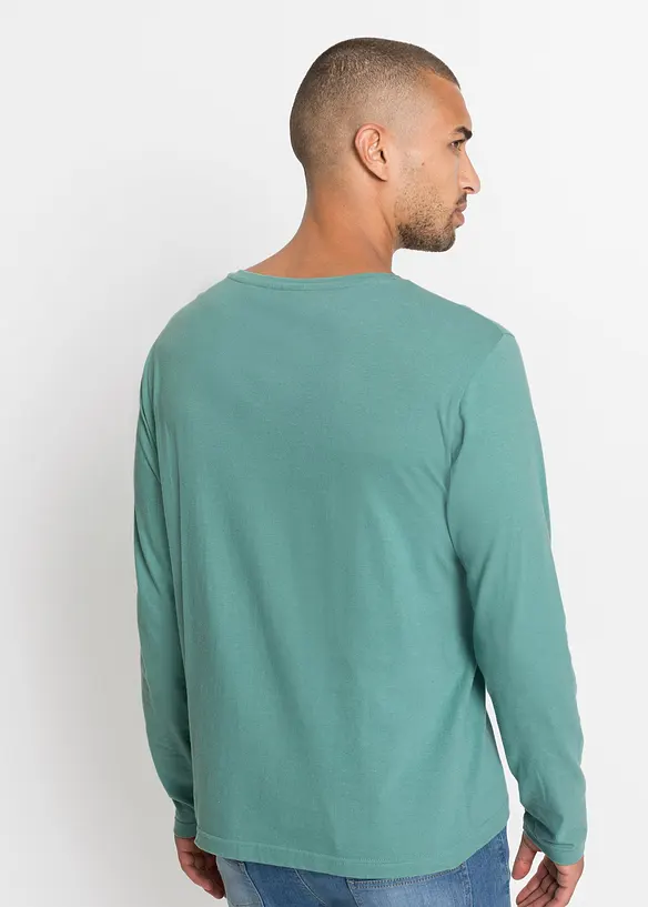 Langarmshirt in Regular Fit (3er Pack) in grün von hinten (im Anschnitt) - bonprix