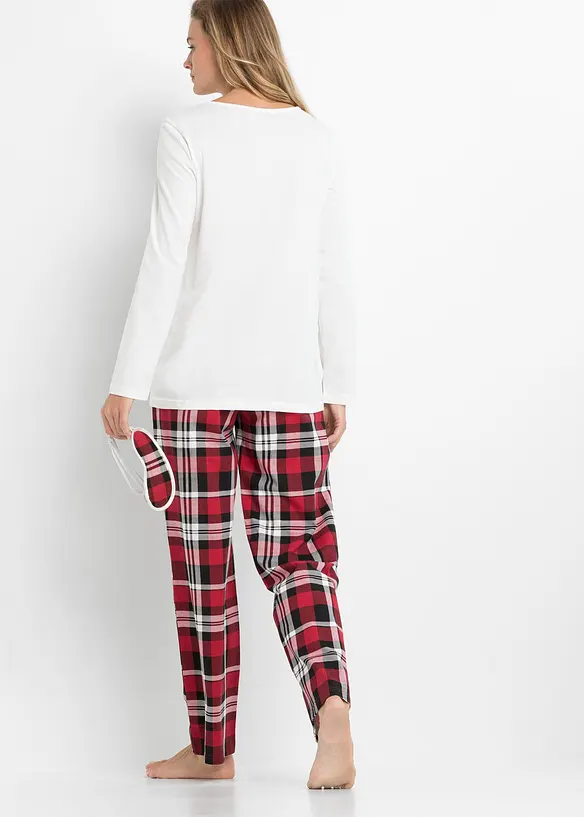 Pyjama mit Schlafmaske in weiß von hinten (Totalaufnahme) - bonprix