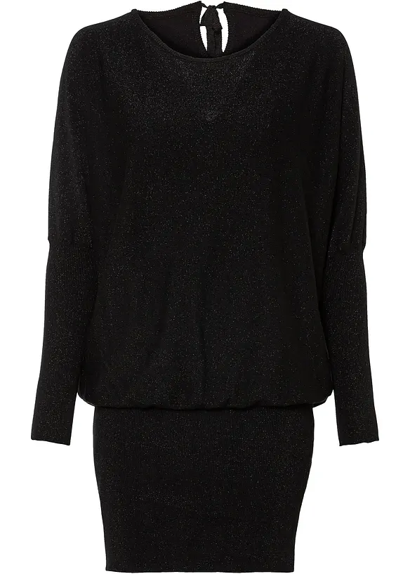 Strickkleid aus fließendem Viskose-Mix in schwarz von vorne - bonprix Strickkleid aus fließendem Viskose-Mix in schwarz von vorne - bonprix