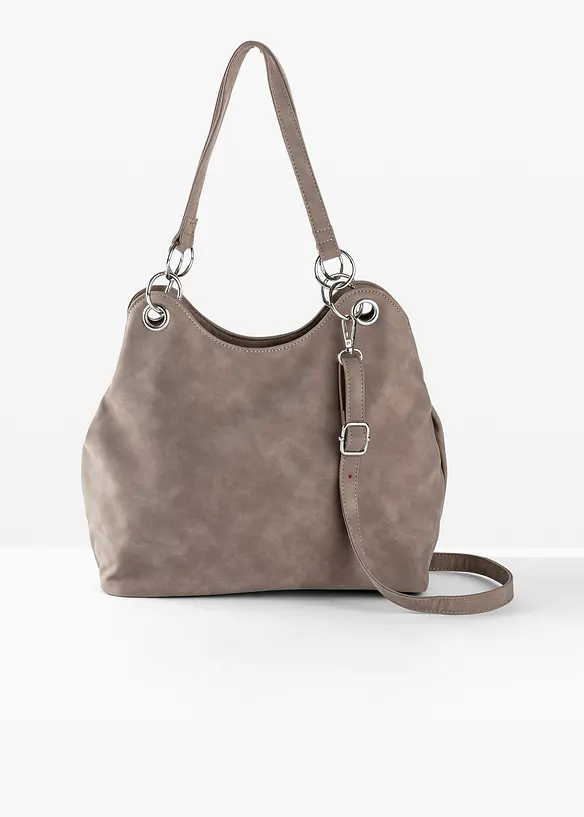 Handtasche in Velourslederoptik in braun von vorne - bonprix Handtasche in Velourslederoptik in braun von vorne - bonprix