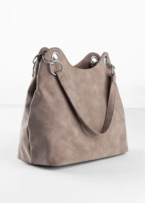 Handtasche in Velourslederoptik in braun von hinten - bonprix Handtasche in Velourslederoptik in braun von hinten - bonprix