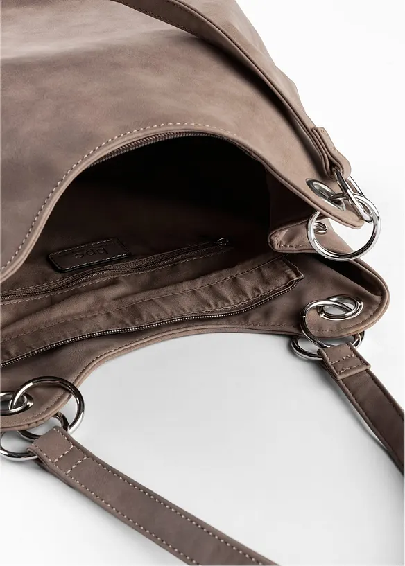 Handtasche in Velourslederoptik in braun geöffnet - bonprix Handtasche in Velourslederoptik in braun geöffnet - bonprix