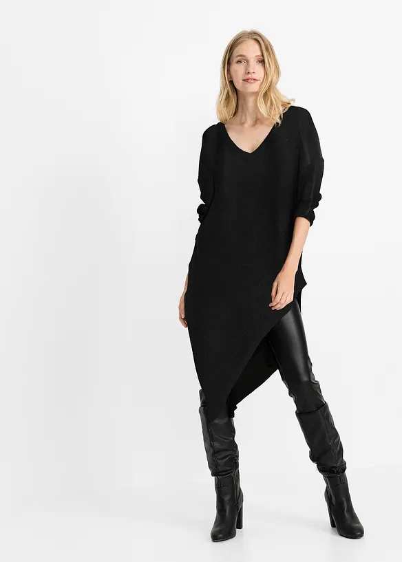 Asymmetrischer Longpullover in schwarz von vorne (im Anschnitt) - bonprix Asymmetrischer Longpullover in schwarz von vorne (im Anschnitt) - bonprix