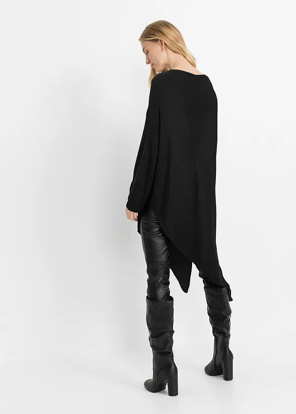 Asymmetrischer Longpullover in schwarz von hinten (im Anschnitt) - bonprix Asymmetrischer Longpullover in schwarz von hinten (im Anschnitt) - bonprix