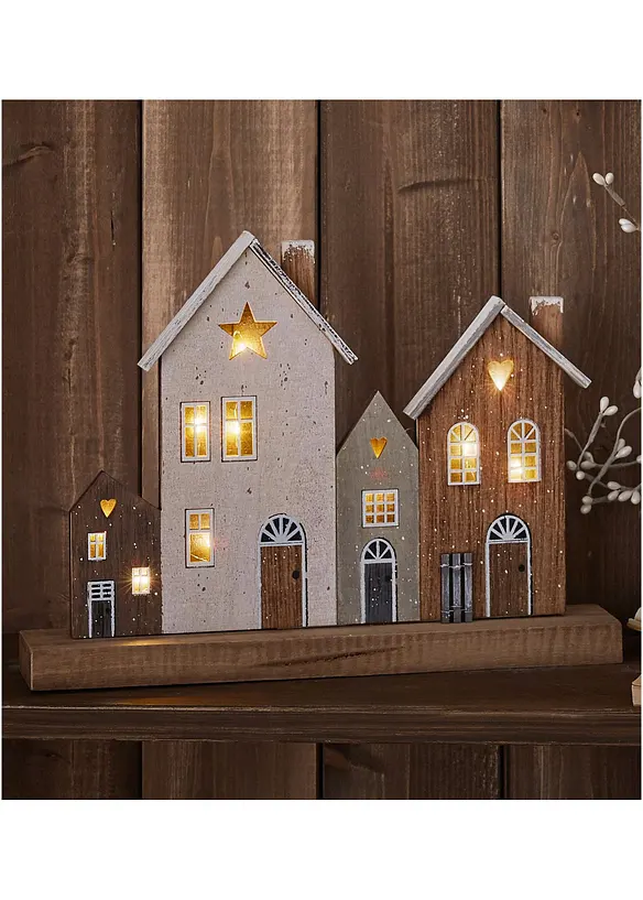 Boltze LED-Deko-Objekt Häuser in beige (Ambiente) - Boltze Home Collections