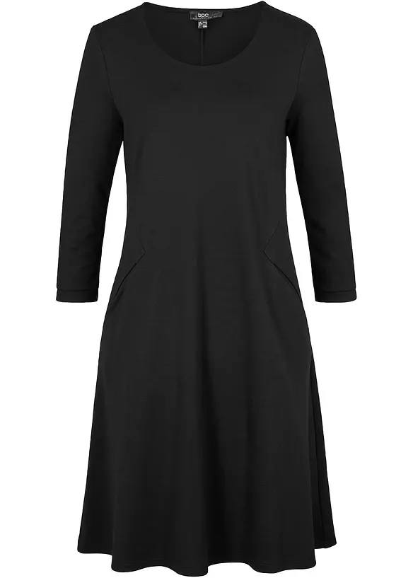 Shirtkleid aus Punto di Roma in schwarz von vorne - bonprix