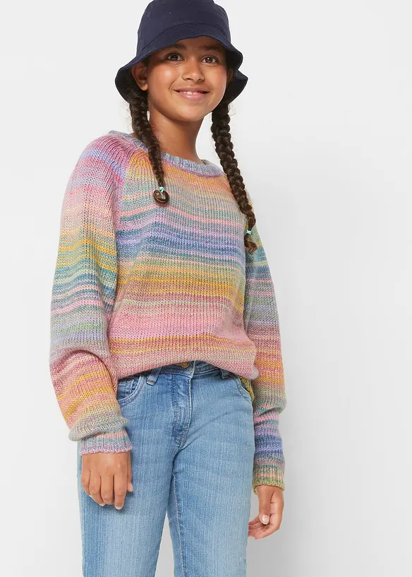 Grobstrick-Pullover in rosa von vorne (im Anschnitt) - bonprix