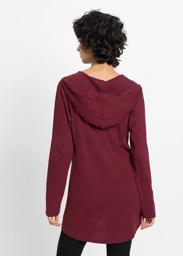 Longshirt mit Kapuze in rot von hinten (im Anschnitt) - bonprix