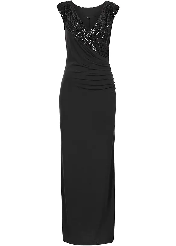 Jerseykleid mit Pailletten in schwarz - bonprix