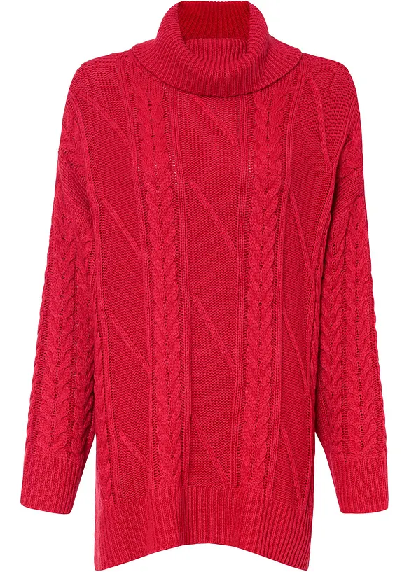 Rollkragenpullover in rot von vorne - BODYFLIRT boutique