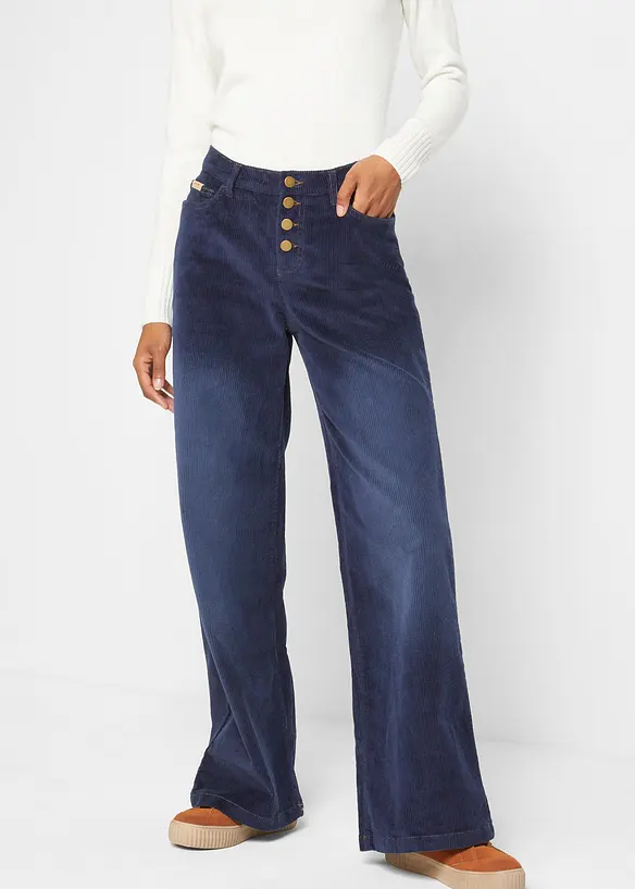 Cordhose aus elastischem Baumwoll-Mix in blau von vorne - bonprix Cordhose aus elastischem Baumwoll-Mix in blau von vorne - bonprix