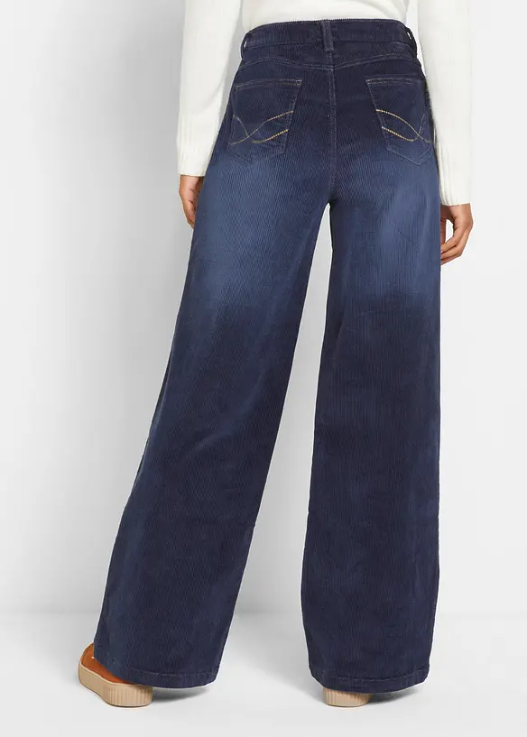 Cordhose aus elastischem Baumwoll-Mix in blau von hinten - bonprix Cordhose aus elastischem Baumwoll-Mix in blau von hinten - bonprix