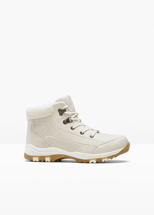 Gefütterte Schnürboots in beige von vorne - bonprix
