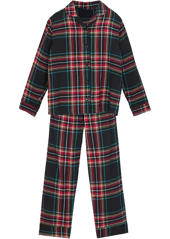 Kinder Pyjama aus weichem Flanell in blau von vorne - bonprix