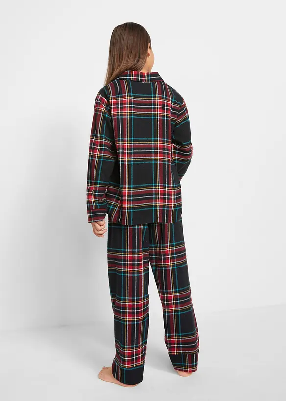 Kinder Pyjama aus weichem Flanell in blau von hinten (Totalaufnahme) - bonprix