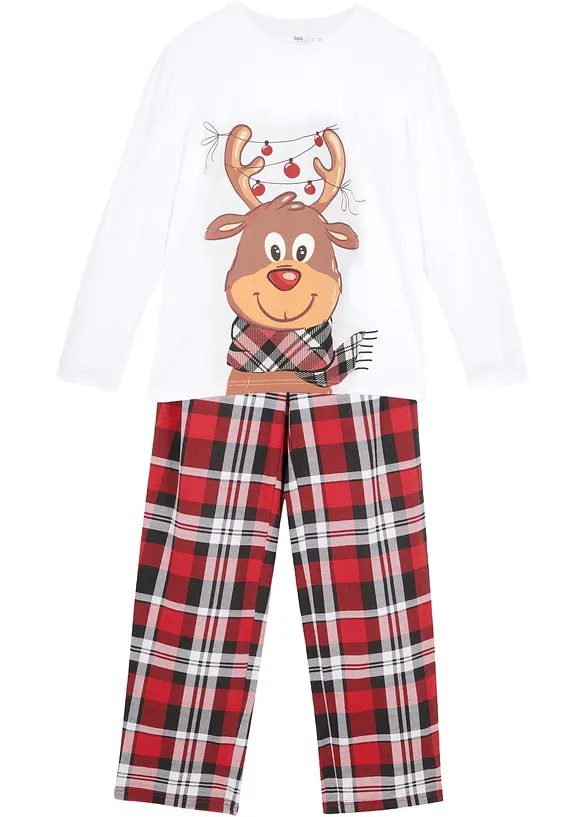 Pyjama aus reiner Bio-Baumwolle in weiß von vorne - bonprix