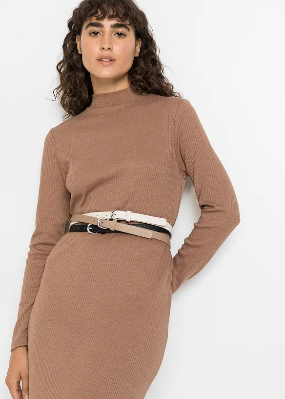 schmaler Gürtel (3er Set) in beige von vorne (im Anschnitt) - bonprix