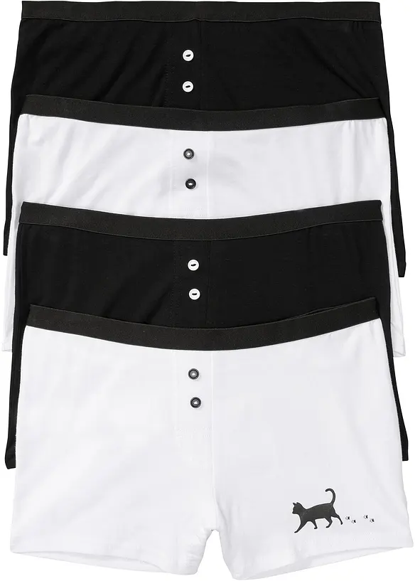 Damen Boxer mit weicher Baumwolle (4er Pack) in schwarz von vorne - bonprix