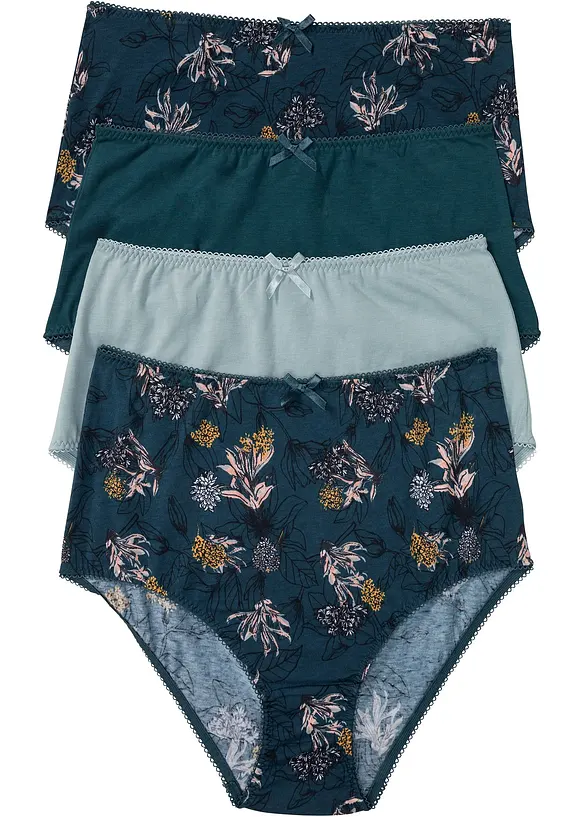 Highwaist Slip mit Bio-Baumwolle (4er Pack) in petrol von vorne - bonprix