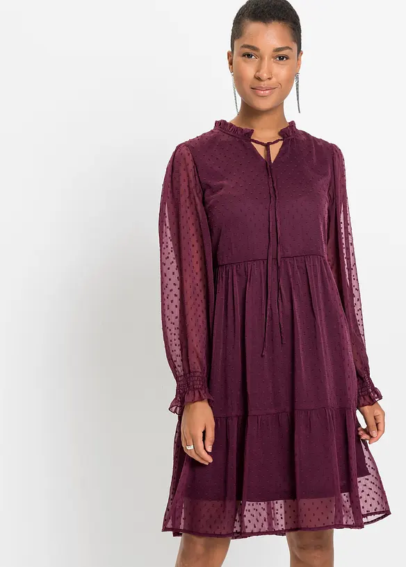 Minikleid mit Pufferärmel in rot von vorne (Totalaufnahme) - bonprix Minikleid mit Pufferärmel in rot von vorne (Totalaufnahme) - bonprix