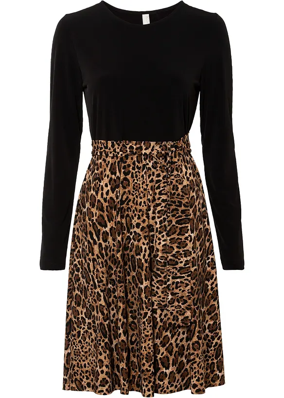 Minikleid mit Print in schwarz von vorne - bonprix