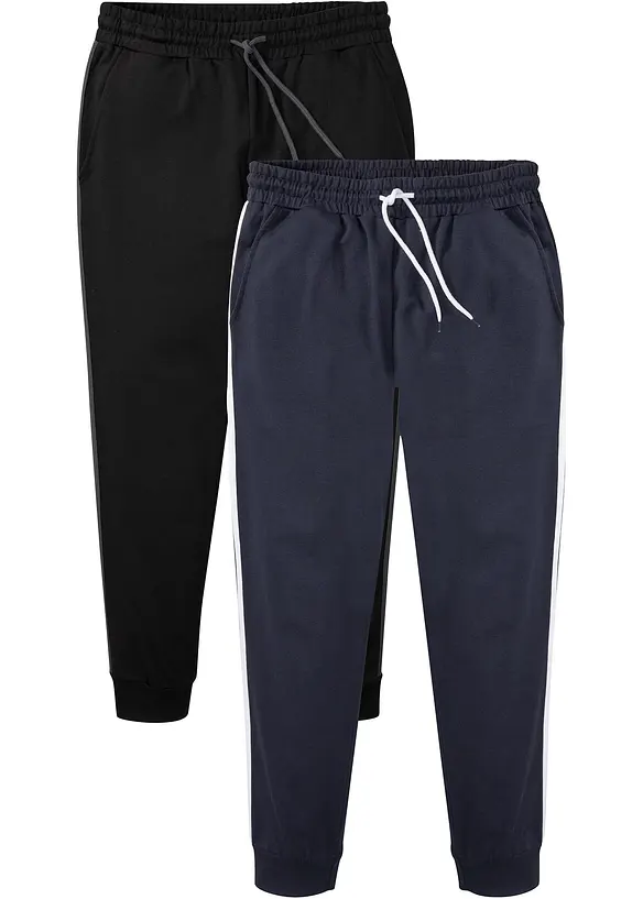 Regular Fit Jogginghose (2er Pack) in schwarz von vorne - bonprix