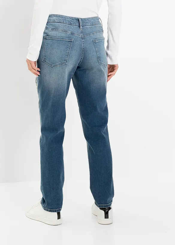 Boyfriend Jeans Mid Waist in blau von hinten - bonprix
