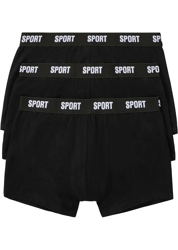 Boxershorts eng mit Baumwolle (3er Pack) in schwarz von vorne - bonprix