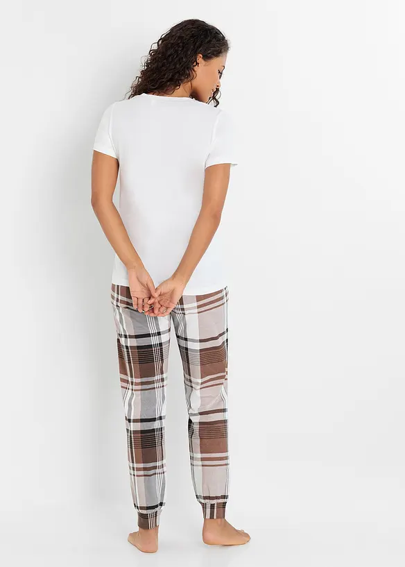 Pyjama aus reiner Bio-Baumwolle in weiß von hinten (Totalaufnahme) - bonprix
