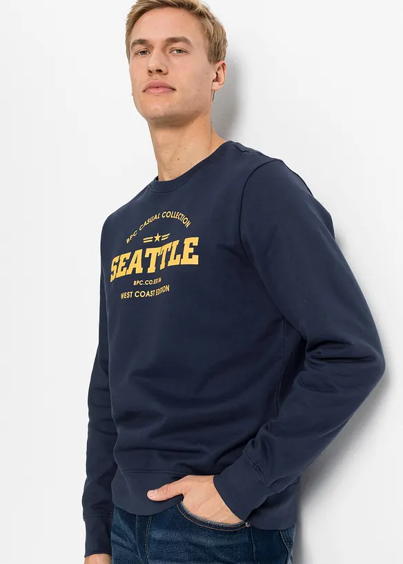 Sweatshirt aus reiner Bio-Baumwolle (2er Pack) in blau von vorne (im Anschnitt) - bonprix