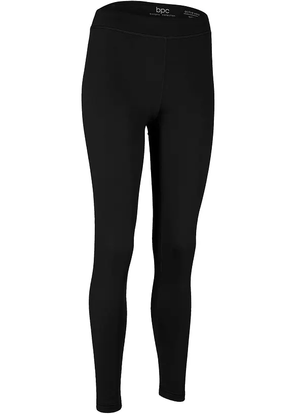 Thermo Sport-Leggings, knöchelfrei in schwarz von vorne - bonprix