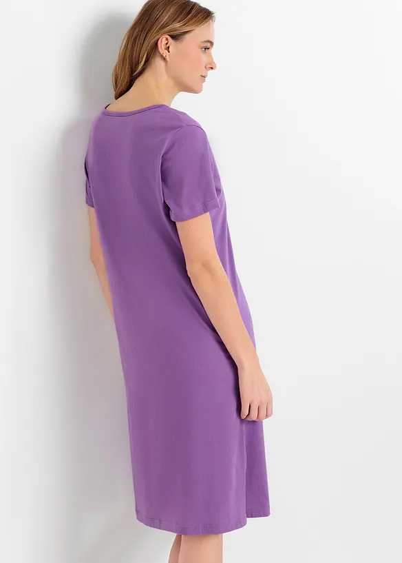 Kurzes Nachthemd aus reiner Baumwolle (2er Pack) in lila von hinten (Totalaufnahme) - bonprix